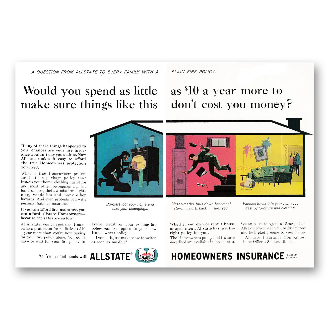 1963 Allstate Insurance Print Ad | Spend As Little