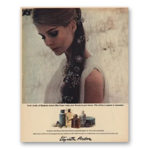 1963 Elizabeth Arden Print Ad | Cool Bottle Blue Grass