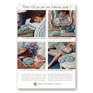 1963 Bell Telephone Print Ad | Bedroom Phone