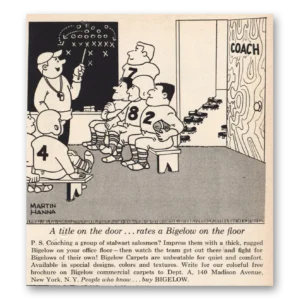 1963 Bigelow Carpet Print Ad | Football Coach