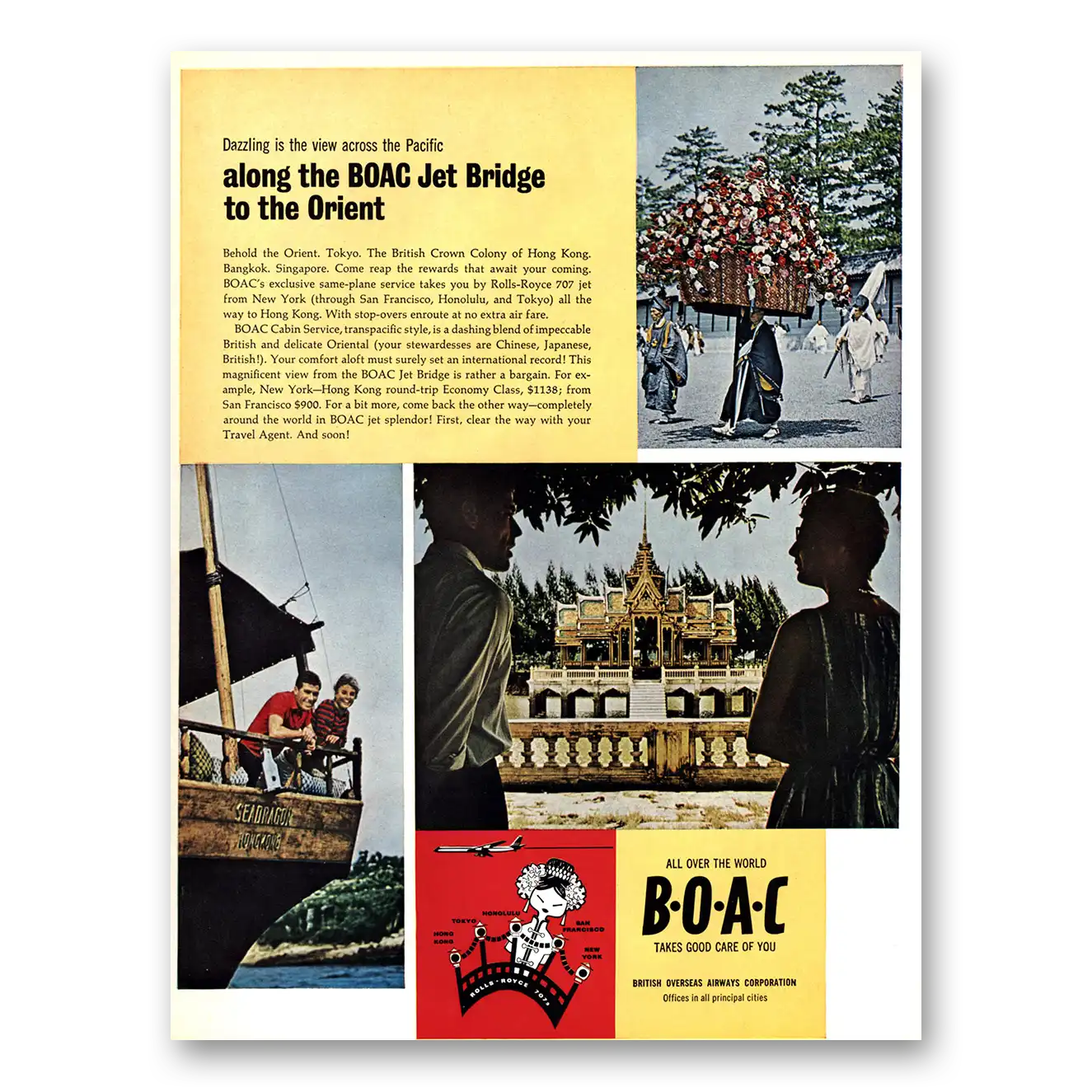 1963 British Airways BOAC Print Ad | Jet Bridge Orient
