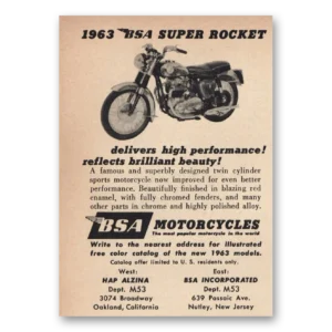 1963 BSA Motorcycles Print Ad | Super Rocket