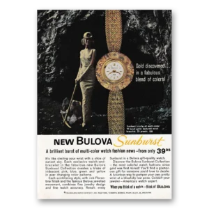 1963 Bulova Watch Print Ad | Sunburst Gold