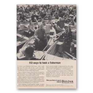 1963 Bulova Watch Print Ad | Hook Fisherman