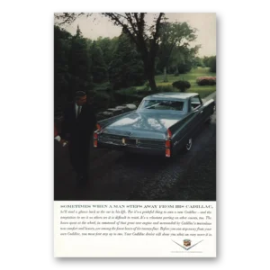 1963 Cadillac Print Ad | Man Steps Away