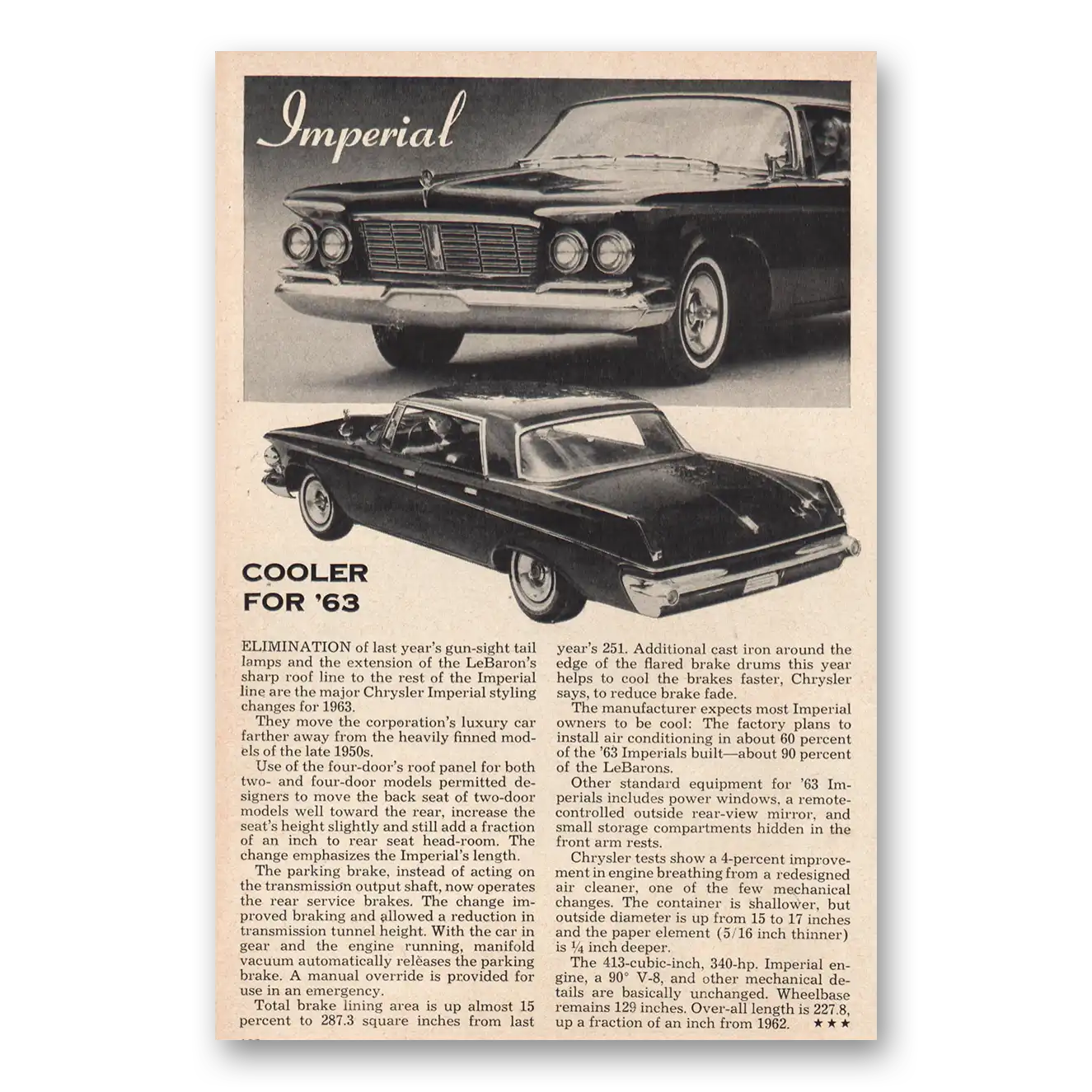 1963 Chrysler Imperial Print Ad | Cooler 63