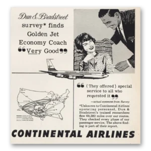 1963 Continental Airlines Print Ad | Dun Bradstreet