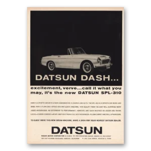 1963 Datsun Dash Print Ad | Excitement Verve