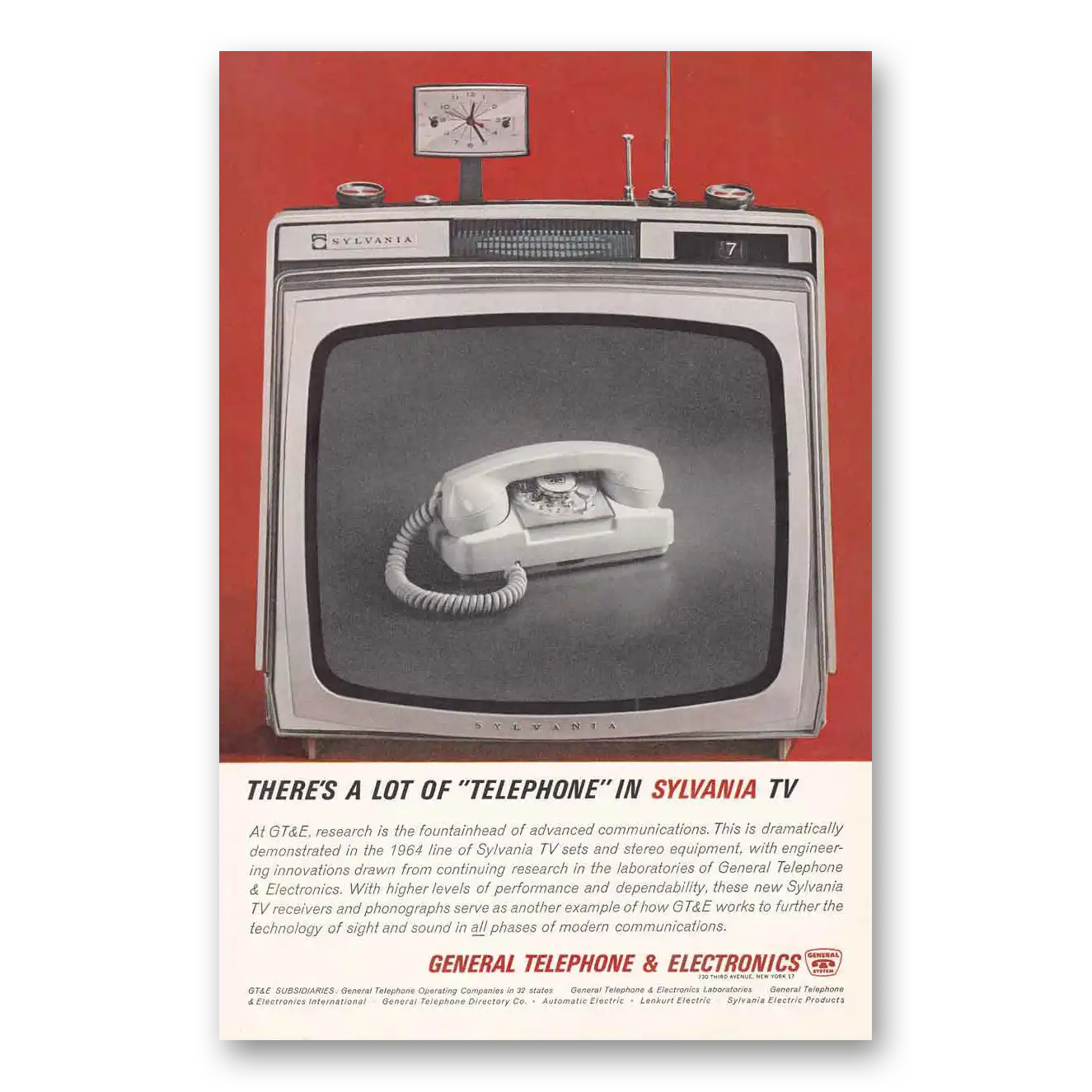 1963 General Telephone GTE Print Ad | Telephone Sylvania Tv