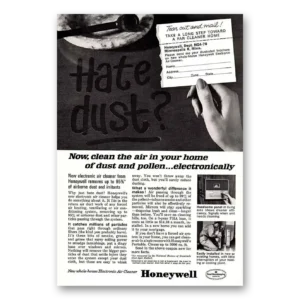 1963 Honeywell Electric Air Cleaner Print Ad | Hate Dust