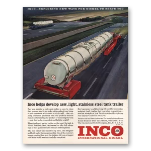 1963 International Nickel INCO Print Ad | Tank Trailer