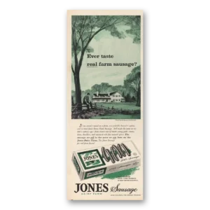 1963 Jones Dairy Farm Print Ad | Farm Sausage