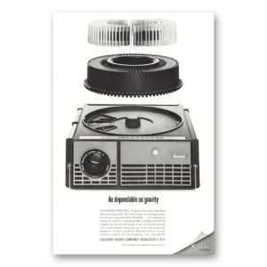 1963 Kodak Carousel Projector Print Ad | Dependable As Gravity