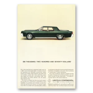 1963 Lincoln Continental Print Ad | Six Thousand Two Hundred