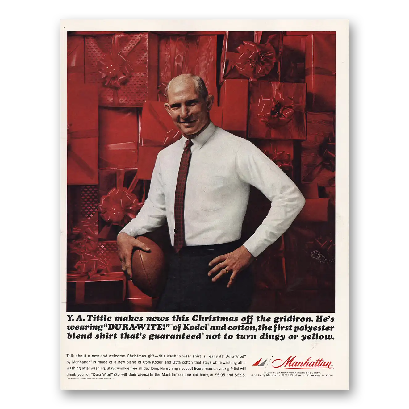 1963 Manhattan Shirts Print Ad | Christmas