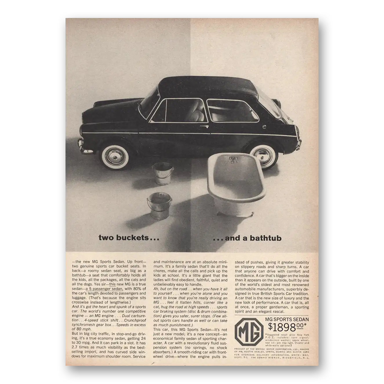 1963 MG Sports Sedan Print Ad | Two Buckets