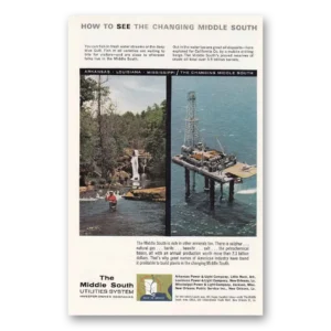 1963 Middle South Utilities Print Ad | Fishing Oil Rig