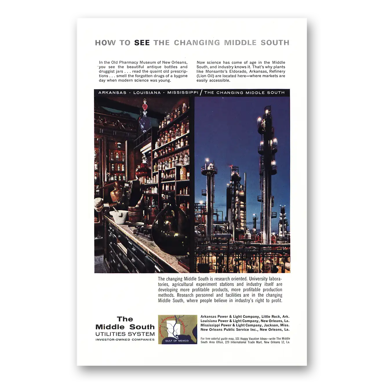 1963 Middle South Utilities Print Ad | Pharmacy Museum New Orleans
