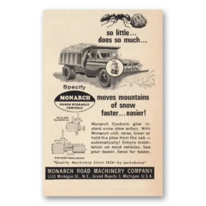 1963 Monarch Road Machinery Print Ad | So Little Does So Much