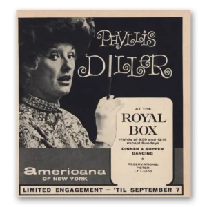 1963 Phyllis Diller Promo Print Ad | Dinner Supper