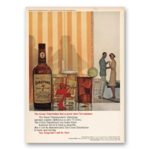 1963 Seagrams 7 Crown Whiskey Print Ad | Great Entertainer