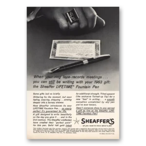1963 Sheaffers Lifetime Pen Print Ad | Tape Records