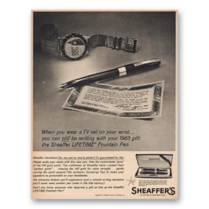 1963 Sheaffer Pen Print Ad | Tv Set On Wrist
