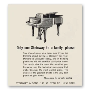 1963 Steinway Piano Print Ad | Only One Steinway