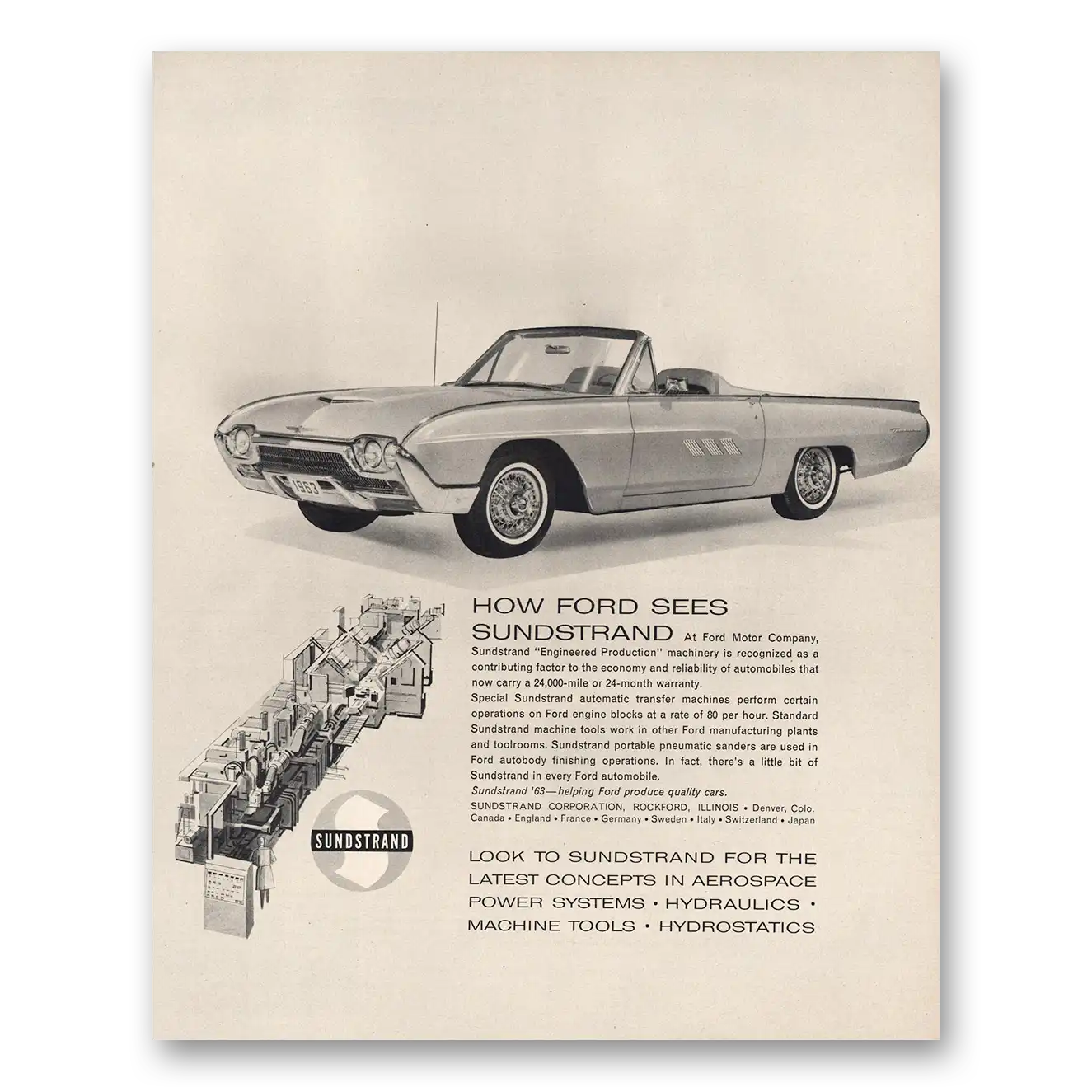 1963 Sunstrand Portable Sanders Print Ad | Ford Sunstrand