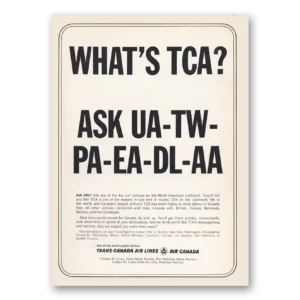 1963 TCA Air Canada Print Ad | Ua Tw Pa