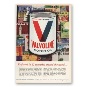 1963 Valvoline Motor Oil Print Ad | 67 Countries