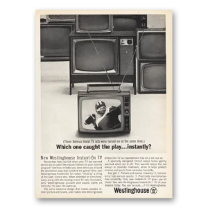 1963 Westinghouse Television Print Ad | Caught The Play Instantly