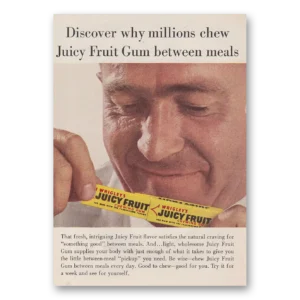 1963 Wrigleys Gum Print Ad | Chew Juicy Fruit