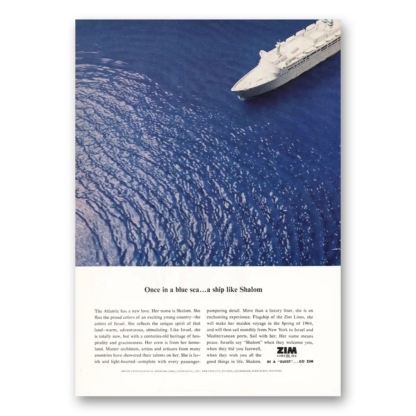 1963 Zim Lines Print Ad | Once In Blue Sea