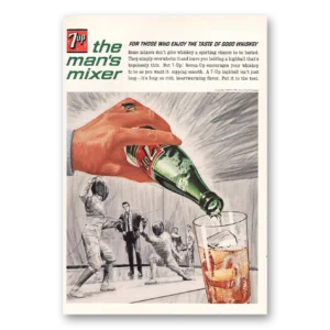 1964 7Up Print Ad | Mans Mixer Fencing