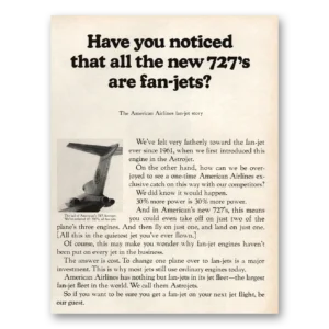 1964 American Airlines Print Ad | 727s Are Fan Jets