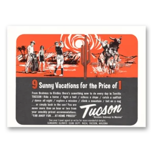 1964 Tucson Arizona Print Ad | Sunny Vacations