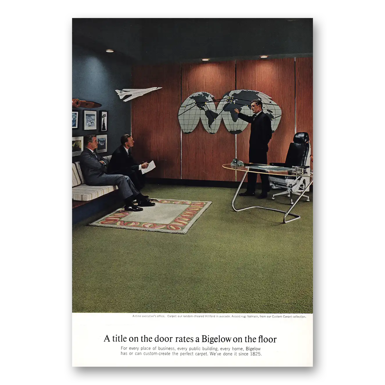 1964 Bigelow Carpet Print Ad | Airline Executive