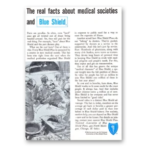 1964 Blue Cross Insurance Print Ad | Medical Societies