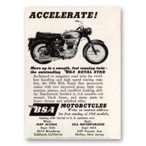 1964 BSA Motorcycles Print Ad | Fast Running