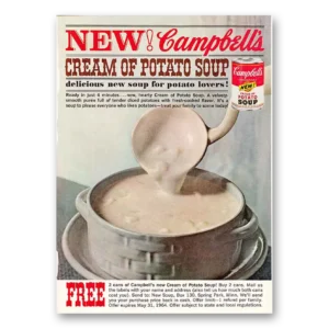 1964 Campbells Cream of Potato Soup Print Ad | Delicious Soup