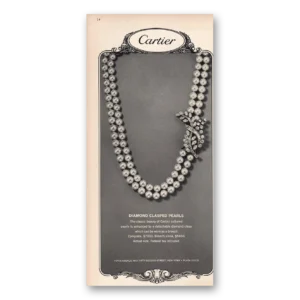 1964 Cartier Print Ad | Diamond Clasped Pearls