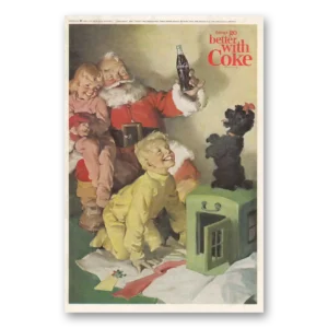 1964 Coca Cola Print Ad | Santa Claus Poodle
