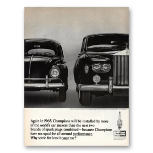 1964 Champion Spark Plugs Print Ad | Rolls Royce
