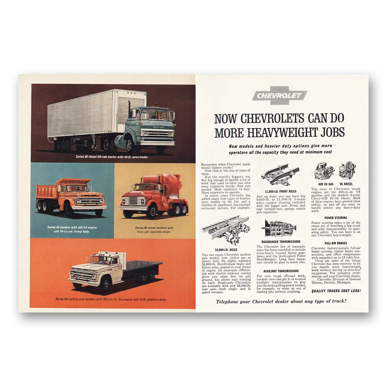 1964 Chevrolet Trucks Print Ad | More Heavyweight Jobs