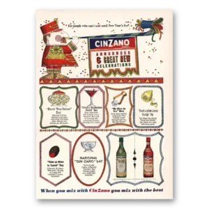 1964 Cinzano Vermouth Print Ad | Great New Celebrations