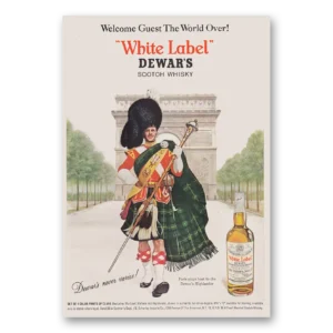 1964 Dewars White Label Print Ad | Welcome Guest