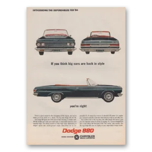 1963 Dodge 880 Print Ad | Back In Style