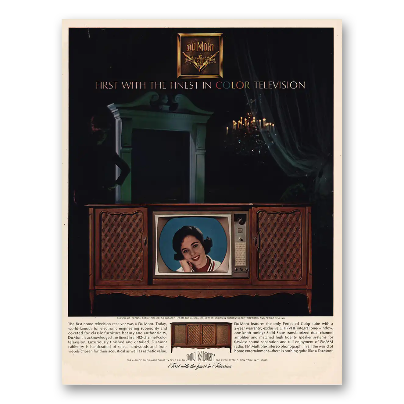 1964 DuMont Television Print Ad | Finest In Color Television