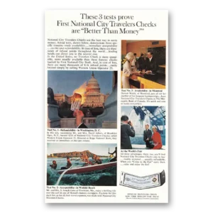 1964 First National City Bank Print Ad | Travelers Checks